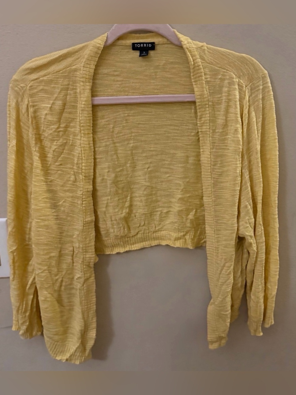 torrid Pale Yellow Cropped Open-Front Cardigan